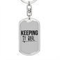 Keeping It Reel Simple Fishing Keychain Stainless Steel or 18k Gold Dog Tag Keyring-Express Your Love Gifts