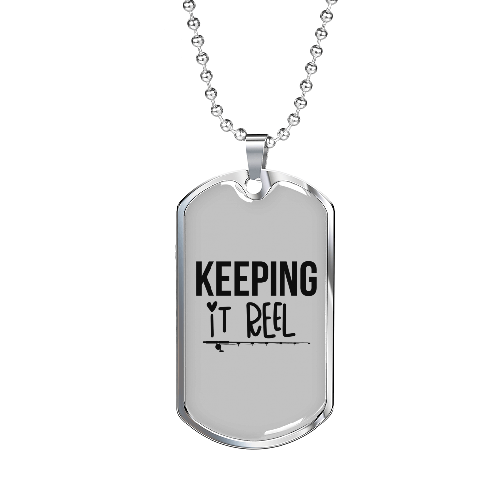 Keeping It Reel Simple Fishing Necklace Stainless Steel or 18k Gold Dog Tag 24" Chain-Express Your Love Gifts