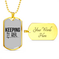 Keeping It Reel Simple Fishing Necklace Stainless Steel or 18k Gold Dog Tag 24" Chain-Express Your Love Gifts