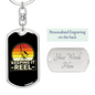 Keeping It Reel With A Sun Fishing Keychain Stainless Steel or 18k Gold Dog Tag Keyring-Express Your Love Gifts