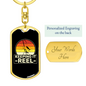 Keeping It Reel With A Sun Fishing Keychain Stainless Steel or 18k Gold Dog Tag Keyring-Express Your Love Gifts