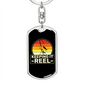 Keeping It Reel With A Sun Fishing Keychain Stainless Steel or 18k Gold Dog Tag Keyring-Express Your Love Gifts