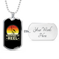 Keeping It Reel With A Sun Fishing Necklace Stainless Steel or 18k Gold Dog Tag 24" Chain-Express Your Love Gifts