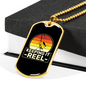 Keeping It Reel With A Sun Fishing Necklace Stainless Steel or 18k Gold Dog Tag 24" Chain-Express Your Love Gifts