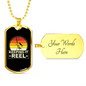 Keeping It Reel With A Sun Fishing Necklace Stainless Steel or 18k Gold Dog Tag 24" Chain-Express Your Love Gifts