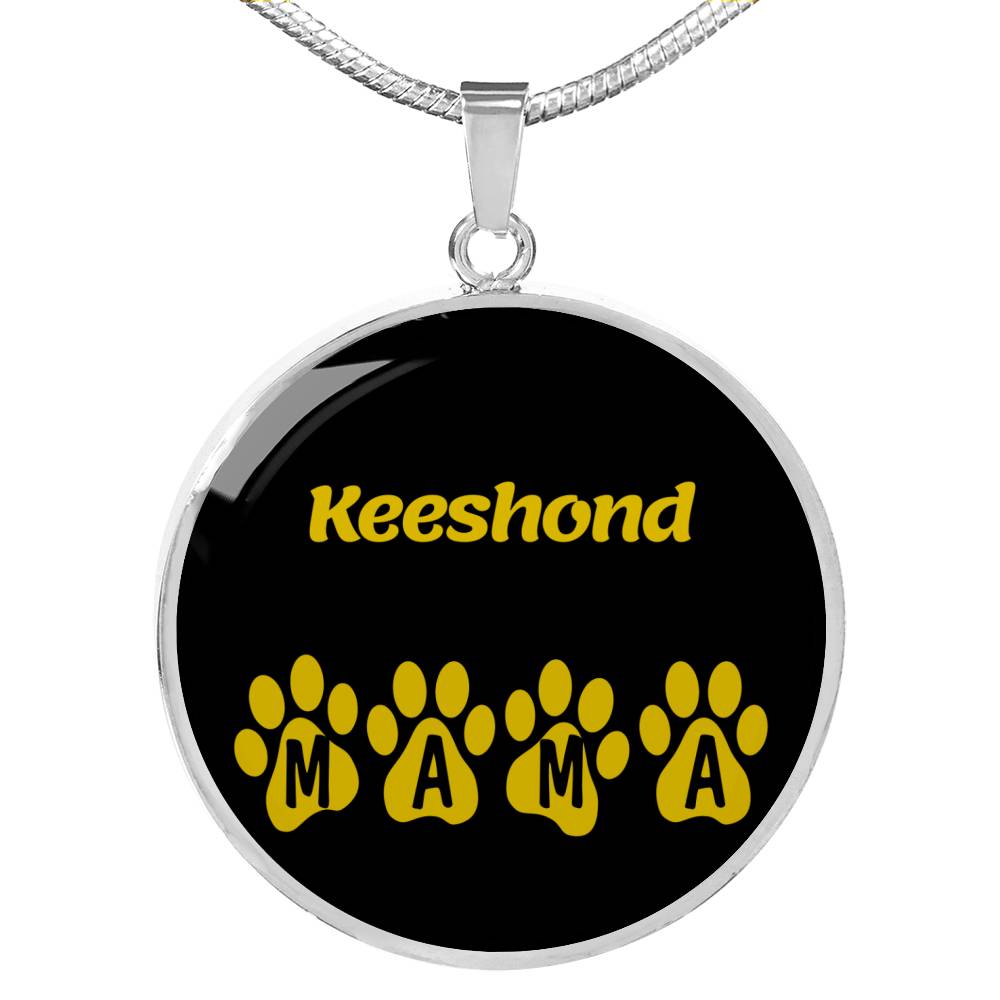 Keeshond Mama Circle Necklace Stainless Steel or 18k Gold 18-22" Dog Owner Lover-Express Your Love Gifts