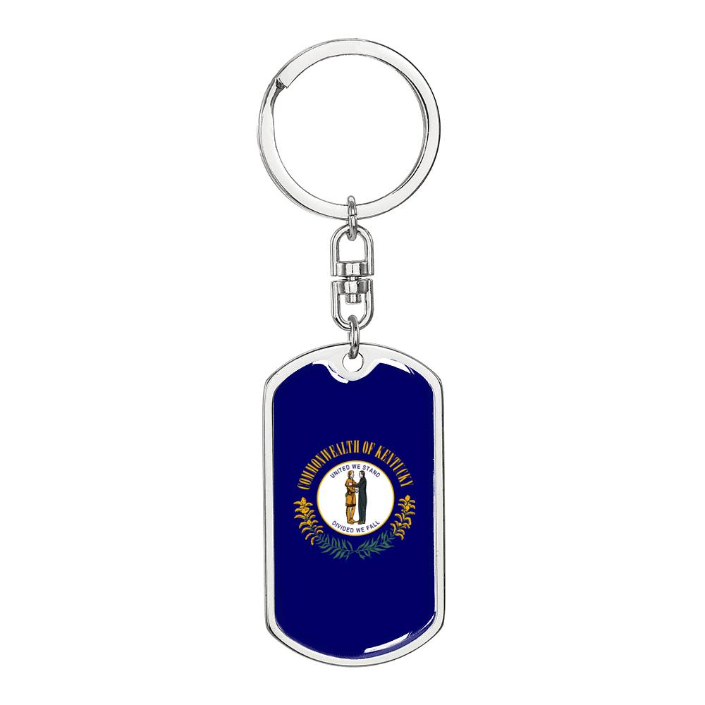 Kentucky State Flag Keychain Dog Tag Stainless Steel or 18k Gold-Express Your Love Gifts