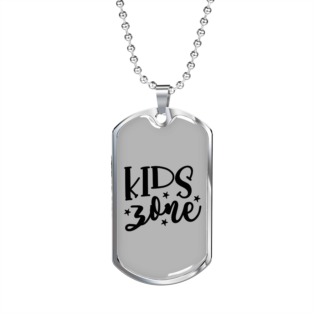 Kids Zone Necklace Stainless Steel or 18k Gold Dog Tag 24" Chain-Express Your Love Gifts