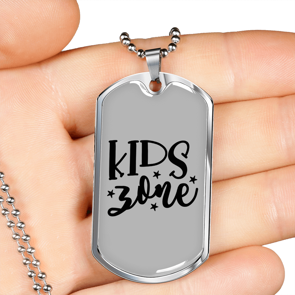 Kids Zone Necklace Stainless Steel or 18k Gold Dog Tag 24" Chain-Express Your Love Gifts