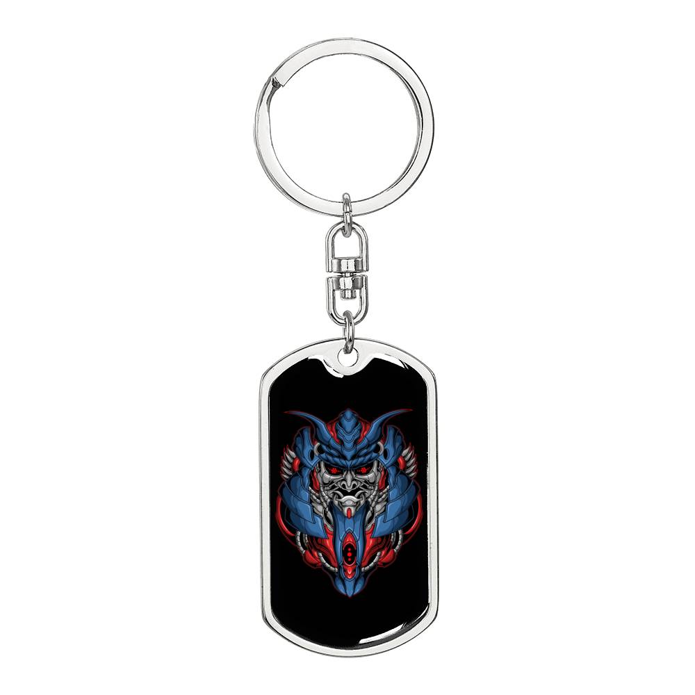 Killer Samurai Armor Keychain Dog Tag Stainless Steel or 18k Gold-Express Your Love Gifts