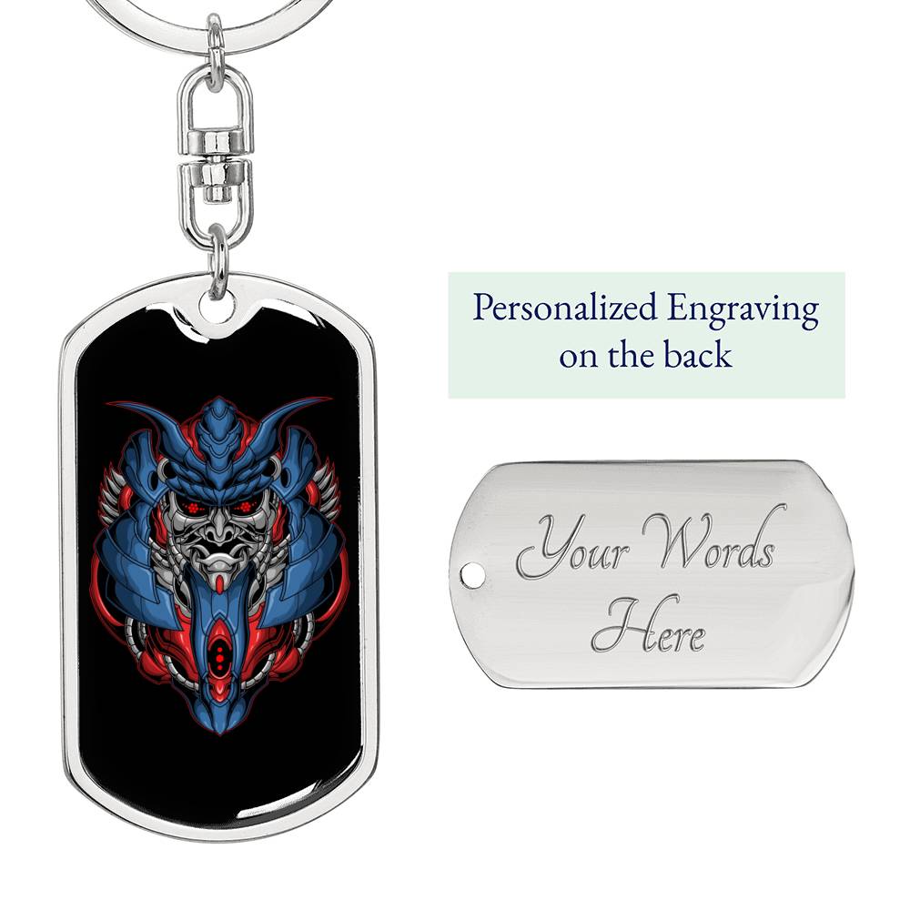Killer Samurai Armor Keychain Dog Tag Stainless Steel or 18k Gold-Express Your Love Gifts
