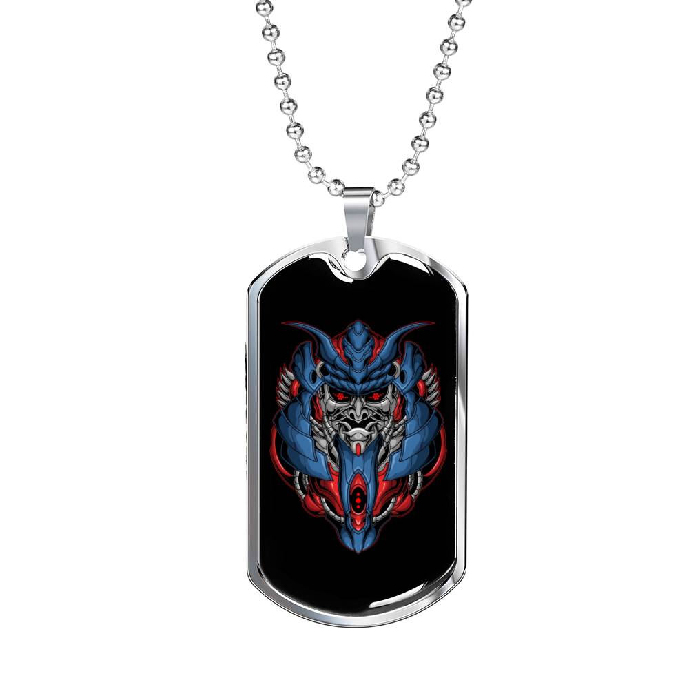 Killer Samurai Armor Necklace Stainless Steel or 18k Gold Dog Tag 24" Chain-Express Your Love Gifts