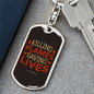 Killing Flames Saving Livesfirefighter Keychain Stainless Steel or 18k Gold Dog Tag Keyring-Express Your Love Gifts