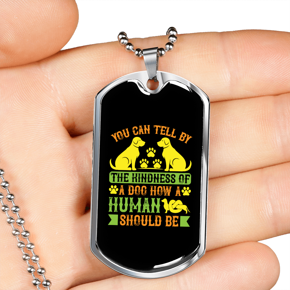 Kindness of a Dog Neon Green Necklace Stainless Steel or 18k Gold Dog Tag 24" Chain-Express Your Love Gifts