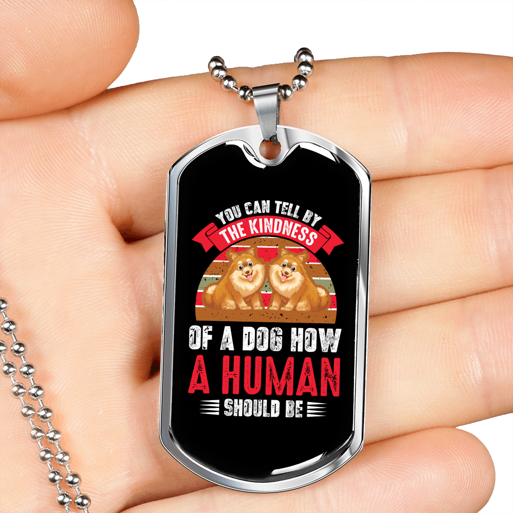 Kindness of a Dog Pink Necklace Stainless Steel or 18k Gold Dog Tag 24" Chain-Express Your Love Gifts