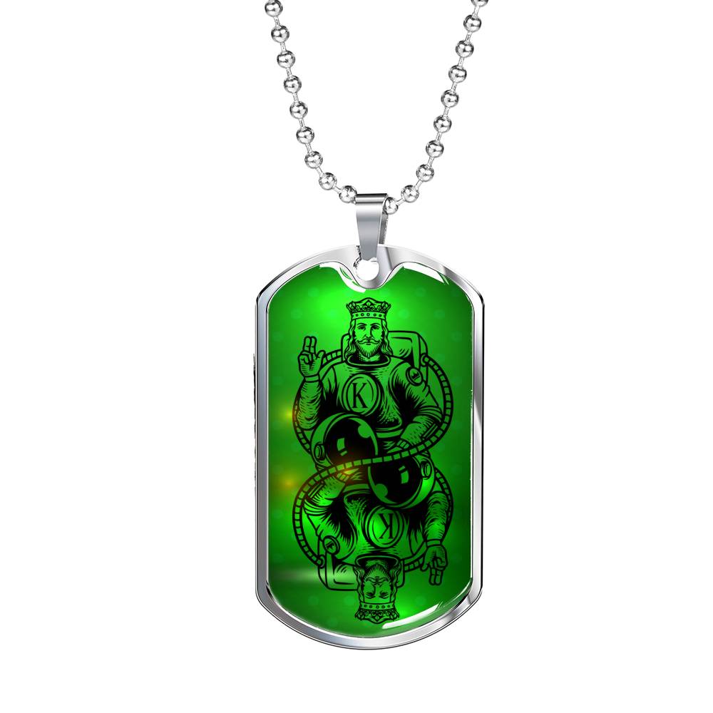 King Forever Dog Tag Stainless Steel or 18k Gold 24" Chain-Express Your Love Gifts