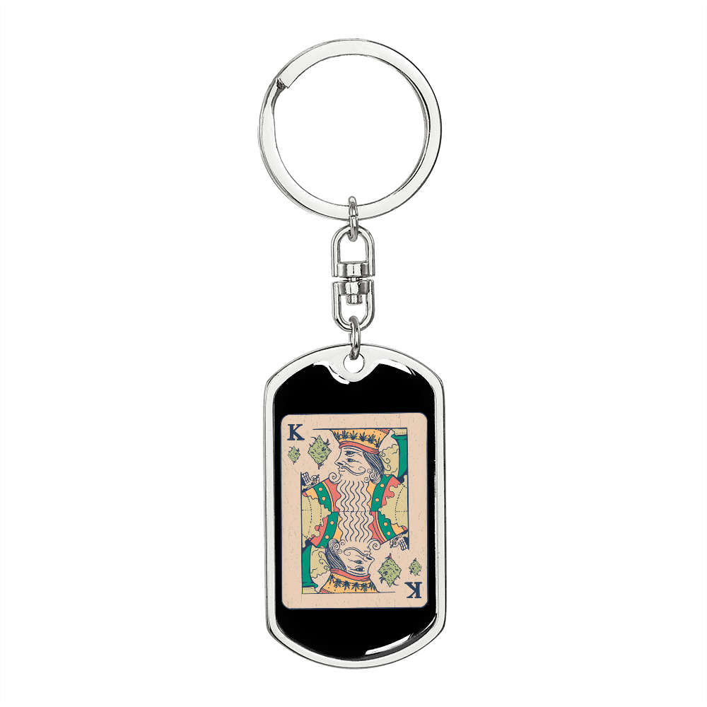 King Gambler Keychain Stainless Steel or 18k Gold Dog Tag Keyring-Express Your Love Gifts