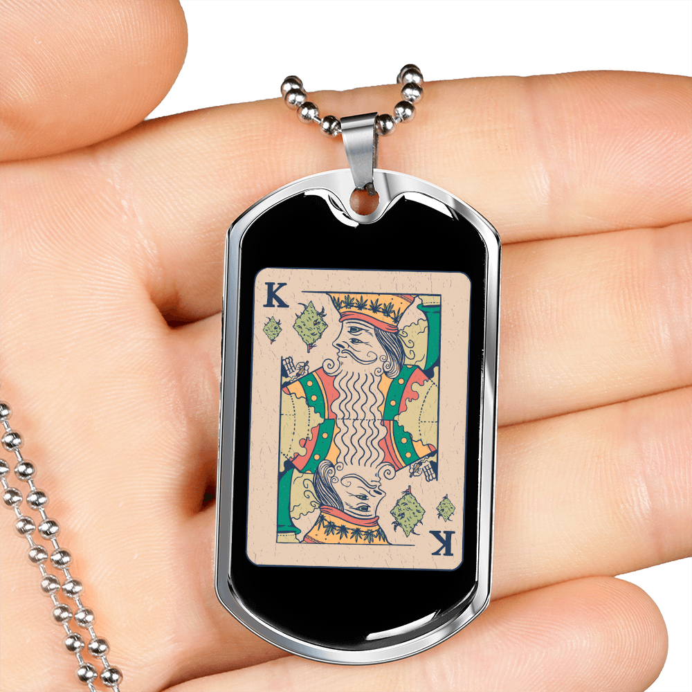 King Gambler Necklace Stainless Steel or 18k Gold Dog Tag 24" Chain-Express Your Love Gifts