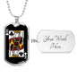 King Of Clubs Dog Tag Stainless Steel or 18k Gold 24" Chain-Express Your Love Gifts