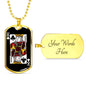 King Of Clubs Dog Tag Stainless Steel or 18k Gold 24" Chain-Express Your Love Gifts
