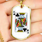 King of Clubs Gambler Necklace Stainless Steel or 18k Gold Dog Tag 24" Chain-Express Your Love Gifts