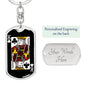 King Of Clubs Keychain Dog Tag Stainless Steel or 18k Gold-Express Your Love Gifts