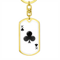 King of Clubs Plain Gambler Keychain Stainless Steel or 18k Gold Dog Tag Keyring-Express Your Love Gifts