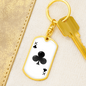 King of Clubs Plain Gambler Keychain Stainless Steel or 18k Gold Dog Tag Keyring-Express Your Love Gifts