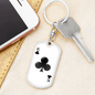 King of Clubs Plain Gambler Keychain Stainless Steel or 18k Gold Dog Tag Keyring-Express Your Love Gifts