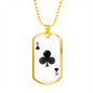 King of Clubs Plain Gambler Necklace Stainless Steel or 18k Gold Dog Tag 24" Chain-Express Your Love Gifts