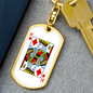 King of Diamonds Gambler Keychain Stainless Steel or 18k Gold Dog Tag Keyring-Express Your Love Gifts