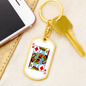 King of Diamonds Gambler Keychain Stainless Steel or 18k Gold Dog Tag Keyring-Express Your Love Gifts
