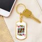 King of Diamonds Gambler Keychain Stainless Steel or 18k Gold Dog Tag Keyring-Express Your Love Gifts