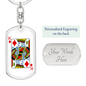 King of Diamonds Gambler Keychain Stainless Steel or 18k Gold Dog Tag Keyring-Express Your Love Gifts