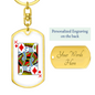 King of Diamonds Gambler Keychain Stainless Steel or 18k Gold Dog Tag Keyring-Express Your Love Gifts