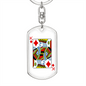 King of Diamonds Gambler Keychain Stainless Steel or 18k Gold Dog Tag Keyring-Express Your Love Gifts