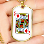 King of Diamonds Gambler Necklace Stainless Steel or 18k Gold Dog Tag 24" Chain-Express Your Love Gifts