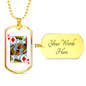 King of Diamonds Gambler Necklace Stainless Steel or 18k Gold Dog Tag 24" Chain-Express Your Love Gifts