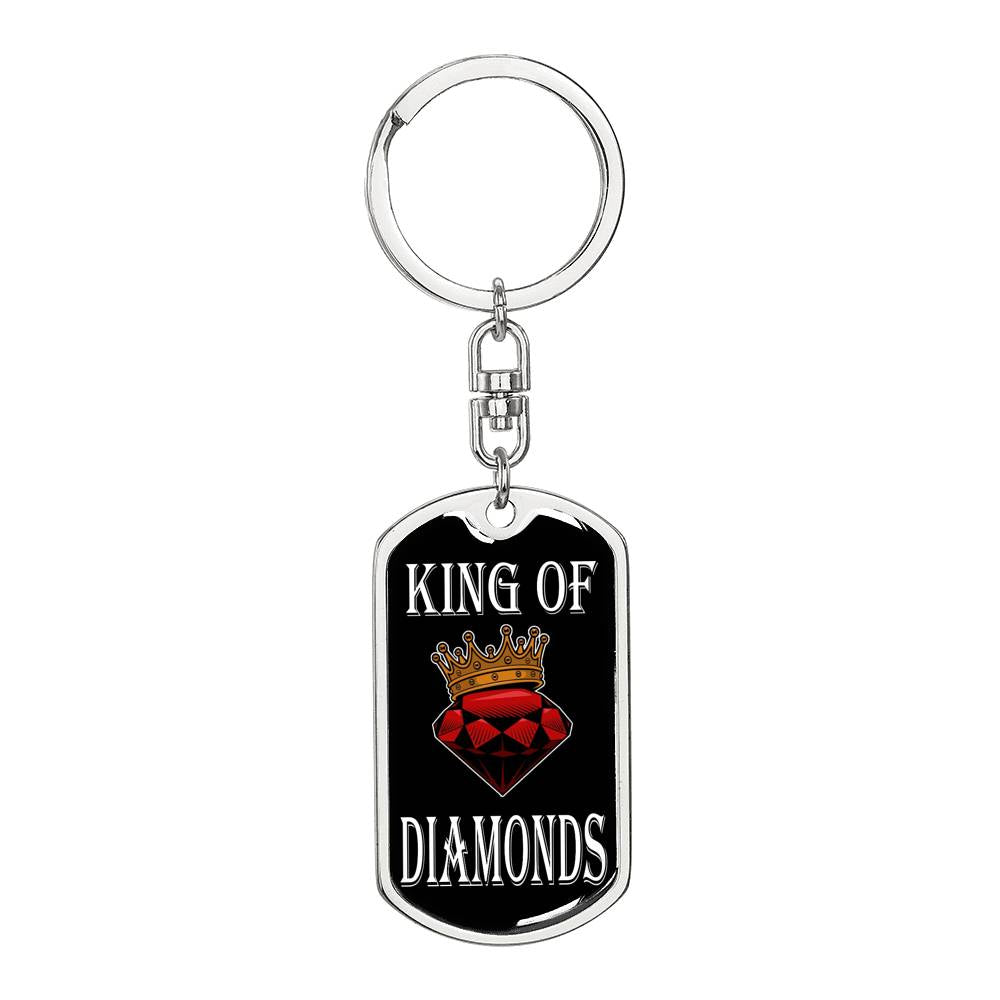 King Of Diamonds Keychain Dog Tag Stainless Steel or 18k Gold-Express Your Love Gifts