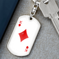 King of Diamonds Plain Gambler Keychain Stainless Steel or 18k Gold Dog Tag Keyring-Express Your Love Gifts