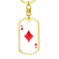 King of Diamonds Plain Gambler Keychain Stainless Steel or 18k Gold Dog Tag Keyring-Express Your Love Gifts