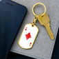 King of Diamonds Plain Gambler Keychain Stainless Steel or 18k Gold Dog Tag Keyring-Express Your Love Gifts