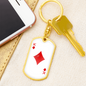 King of Diamonds Plain Gambler Keychain Stainless Steel or 18k Gold Dog Tag Keyring-Express Your Love Gifts