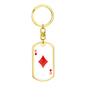 King of Diamonds Plain Gambler Keychain Stainless Steel or 18k Gold Dog Tag Keyring-Express Your Love Gifts