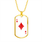 King of Diamonds Plain Gambler Necklace Stainless Steel or 18k Gold Dog Tag 24" Chain-Express Your Love Gifts