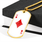 King of Diamonds Plain Gambler Necklace Stainless Steel or 18k Gold Dog Tag 24" Chain-Express Your Love Gifts