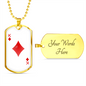King of Diamonds Plain Gambler Necklace Stainless Steel or 18k Gold Dog Tag 24" Chain-Express Your Love Gifts