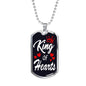 King Of Hearts Dog Tag Stainless Steel or 18k Gold 24" Chain-Express Your Love Gifts