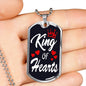 King Of Hearts Dog Tag Stainless Steel or 18k Gold 24" Chain-Express Your Love Gifts