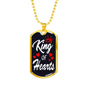 King Of Hearts Dog Tag Stainless Steel or 18k Gold 24" Chain-Express Your Love Gifts
